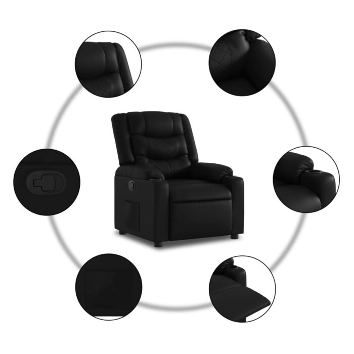 Fauteuil inclinable Noir Similicuir – Image 3