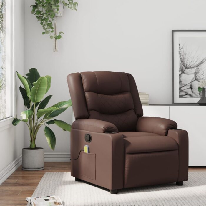Fauteuil de massage inclinable Marron Similicuir – Image 1
