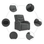 Fauteuil inclinable Gris foncé Tissu – Image 3