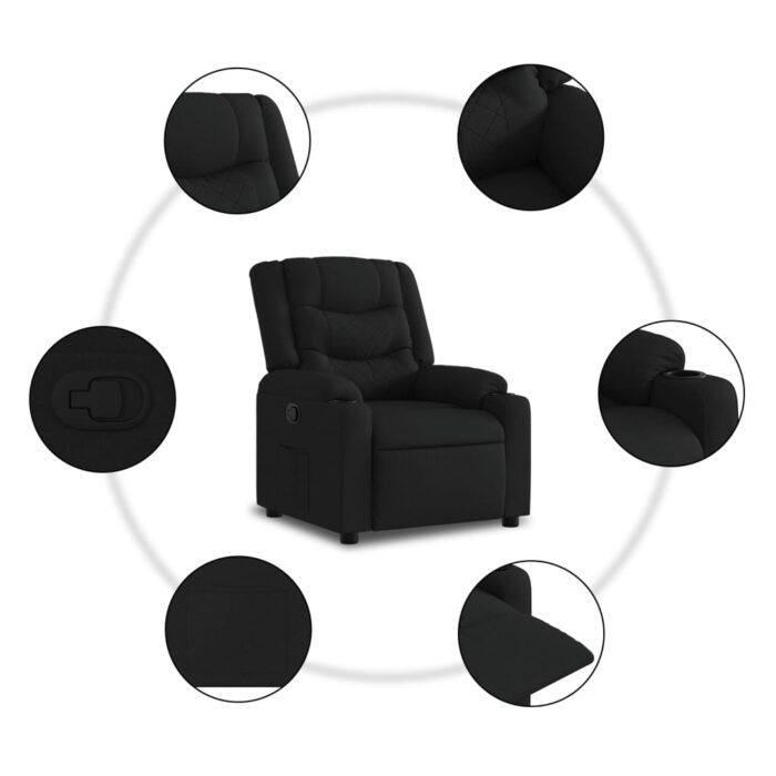 Fauteuil inclinable Noir Tissu – Image 3