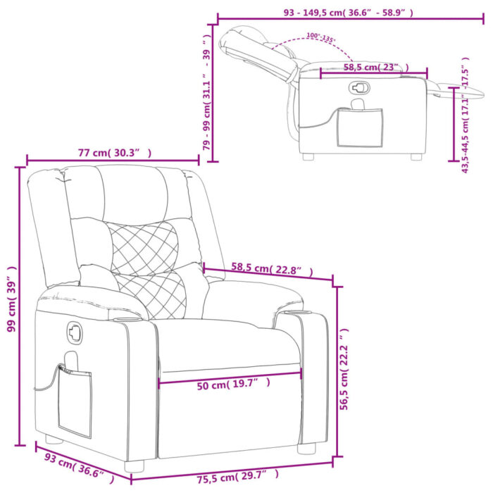 Fauteuil de massage inclinable Gris foncé Tissu – Image 10