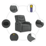 Fauteuil de massage inclinable Gris foncé Tissu – Image 4