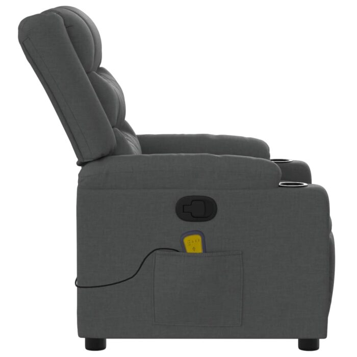 Fauteuil de massage inclinable Gris foncé Tissu – Image 6