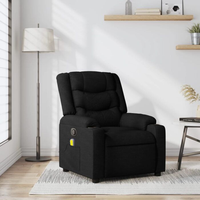 Fauteuil de massage inclinable Noir Tissu – Image 1