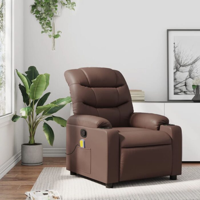 Fauteuil de massage inclinable Marron Similicuir – Image 1