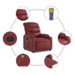 Fauteuil de massage inclinable Rouge bordeaux Similicuir – Image 4