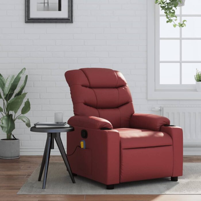Fauteuil de massage inclinable Rouge bordeaux Similicuir – Image 1