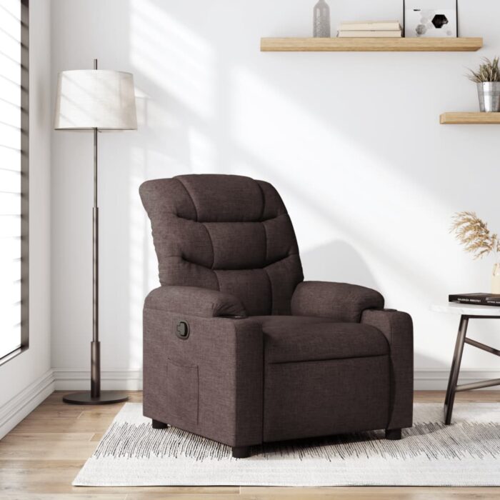 Fauteuil inclinable Marron foncé Tissu – Image 1