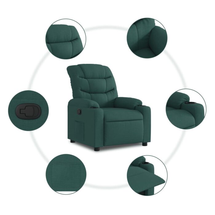 Fauteuil inclinable Vert foncé Tissu – Image 3
