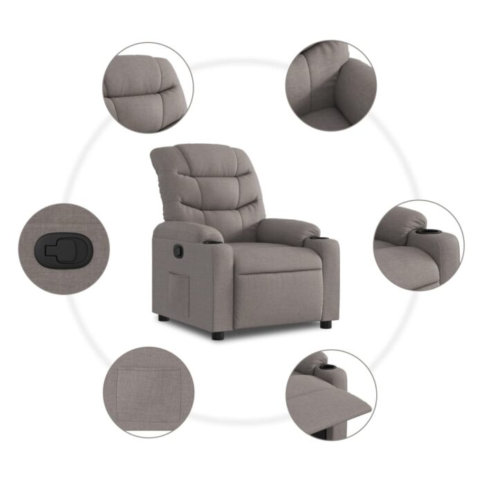 Fauteuil inclinable Taupe Tissu – Image 3