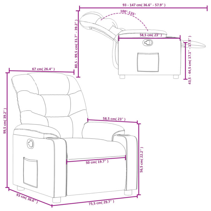 Fauteuil inclinable Taupe Tissu – Image 9