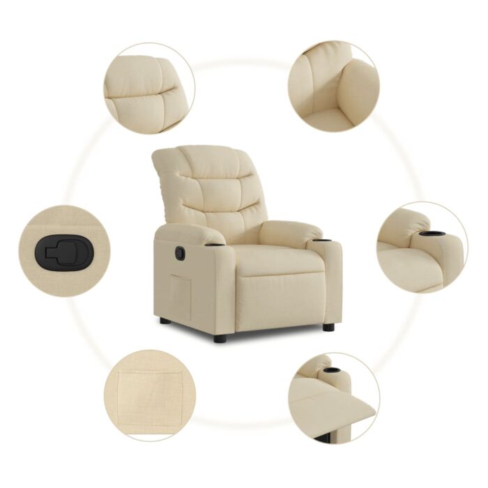 Fauteuil inclinable Crème Tissu – Image 3