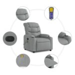 Fauteuil de massage inclinable Gris clair Tissu – Image 4