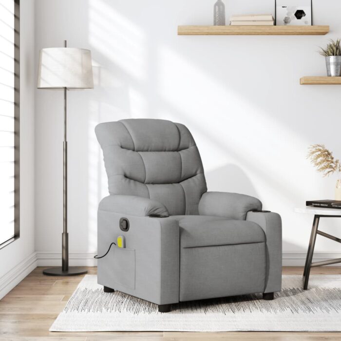 Fauteuil de massage inclinable Gris clair Tissu – Image 1