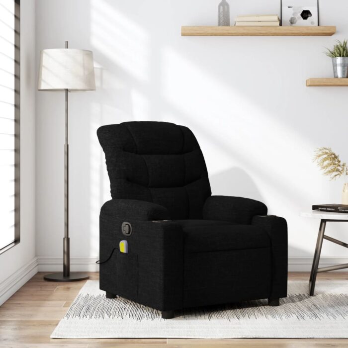 Fauteuil de massage inclinable Noir Tissu – Image 1