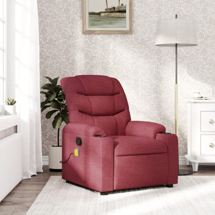 Fauteuil de massage inclinable Rouge bordeaux Tissu – Image 1