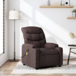 Fauteuil de massage inclinable Marron foncé Tissu