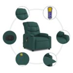Fauteuil de massage inclinable Vert foncé Tissu – Image 4