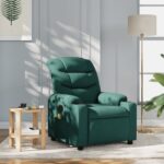 Fauteuil de massage inclinable Vert foncé Tissu