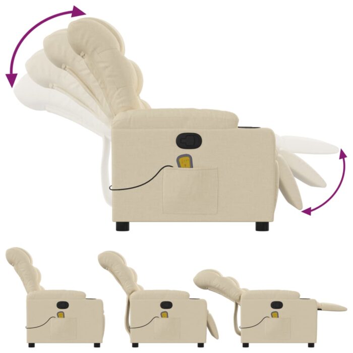 Fauteuil de massage inclinable Crème Tissu – Image 3