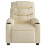 Fauteuil de massage inclinable Crème Tissu – Image 5