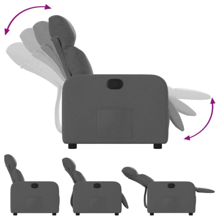 Fauteuil inclinable Gris foncé Tissu – Image 2