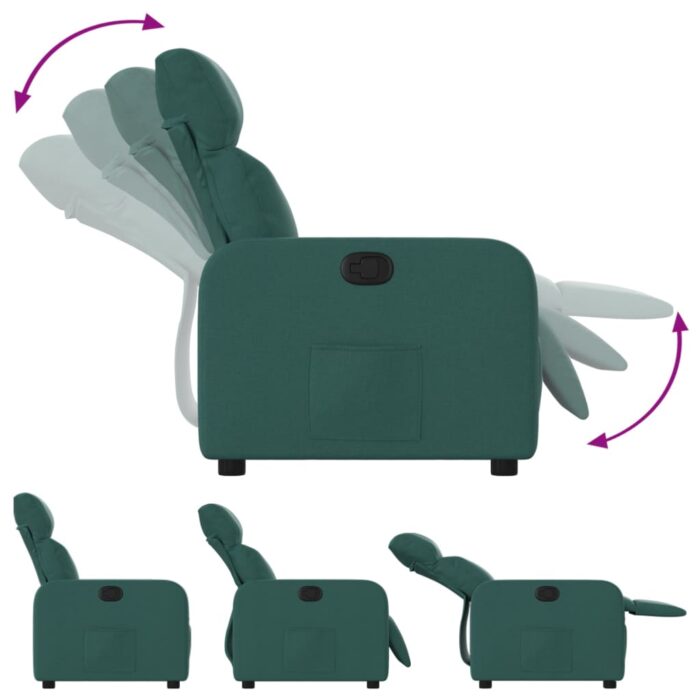 Fauteuil inclinable Vert foncé Tissu – Image 2