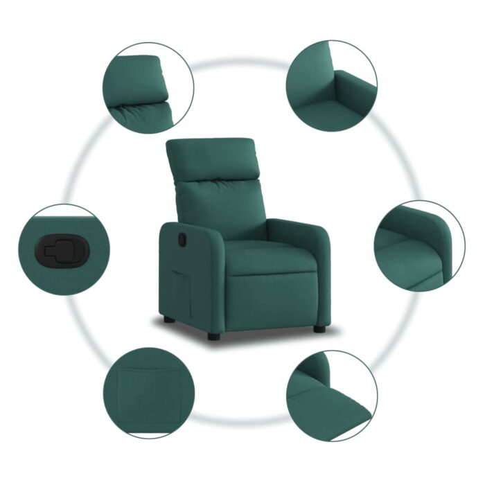 Fauteuil inclinable Vert foncé Tissu – Image 3