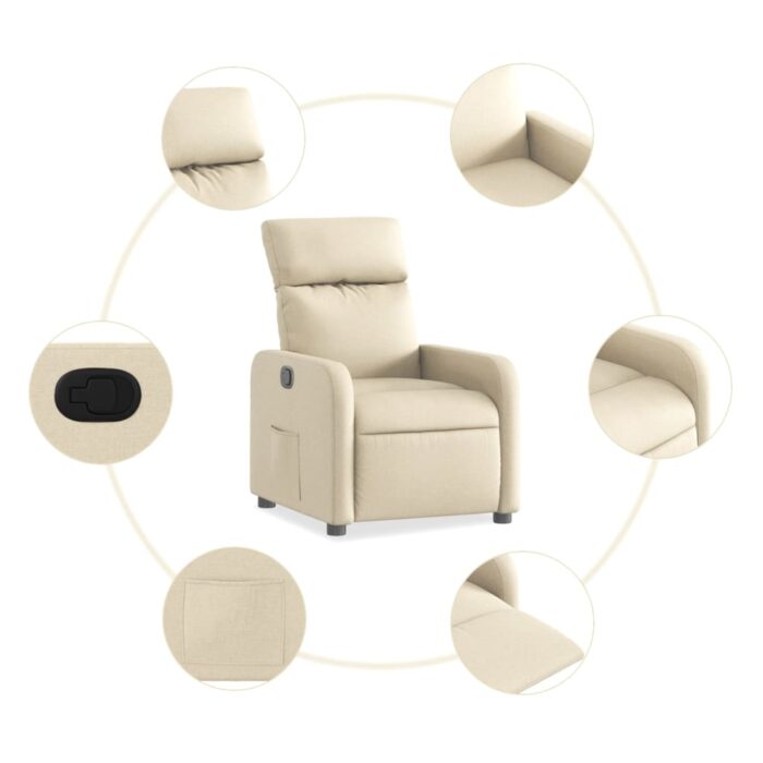 Fauteuil inclinable Crème Tissu – Image 3