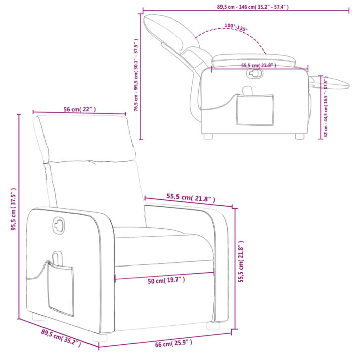 Fauteuil de massage inclinable Gris clair Tissu – Image 10