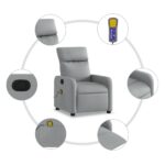 Fauteuil de massage inclinable Gris clair Tissu – Image 4
