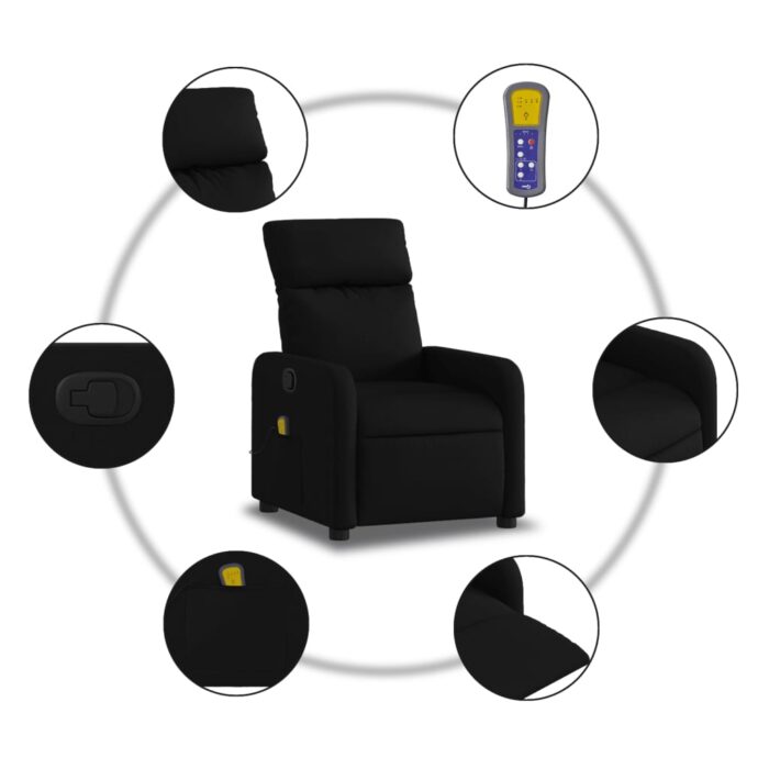 Fauteuil de massage inclinable Noir Tissu – Image 4