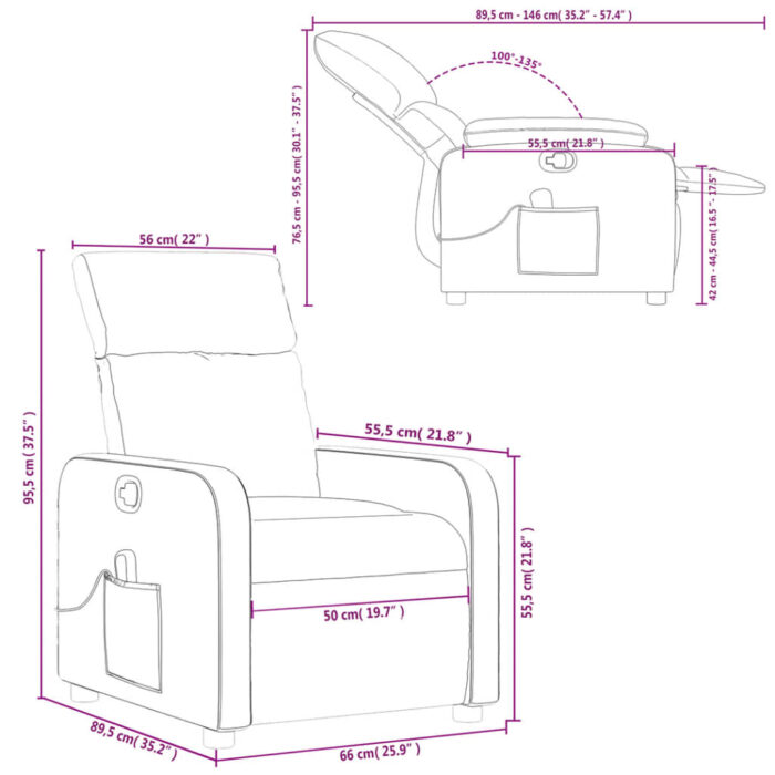 Fauteuil de massage inclinable Marron foncé Tissu – Image 10