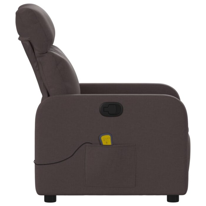 Fauteuil de massage inclinable Marron foncé Tissu – Image 6