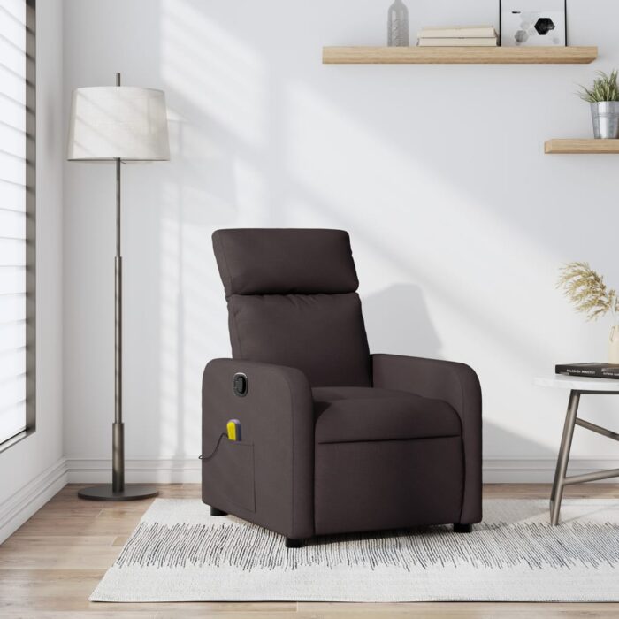 Fauteuil de massage inclinable Marron foncé Tissu – Image 1