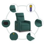 Fauteuil de massage inclinable Vert foncé Tissu – Image 4