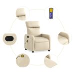Fauteuil de massage inclinable Crème Tissu – Image 4