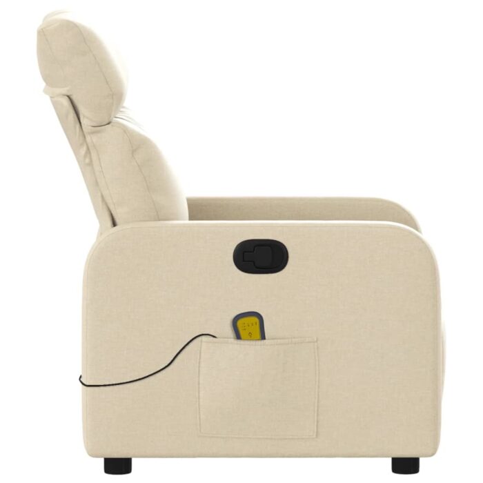 Fauteuil de massage inclinable Crème Tissu – Image 6