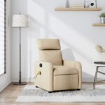 Fauteuil de massage inclinable Crème Tissu