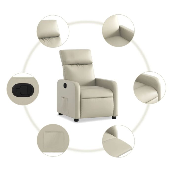 Fauteuil inclinable Crème Similicuir – Image 3
