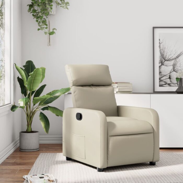 Fauteuil inclinable Crème Similicuir – Image 1