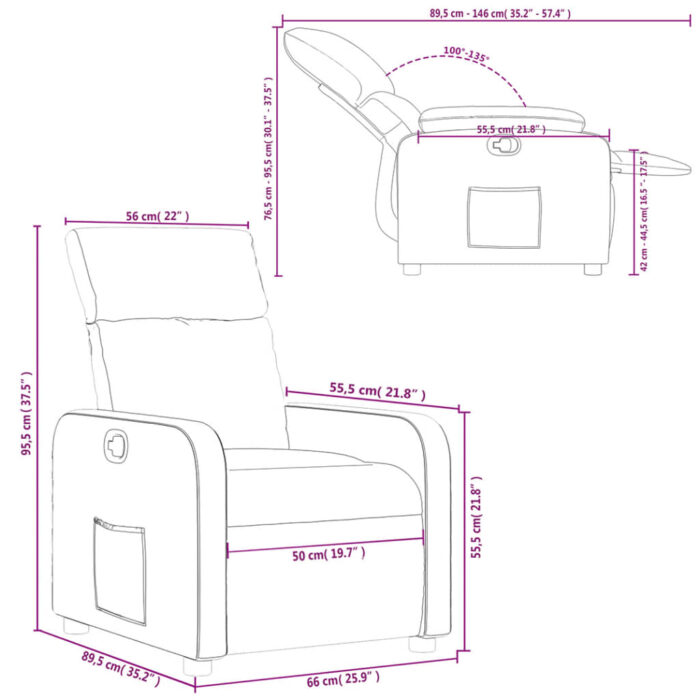 Fauteuil inclinable Marron Similicuir – Image 9