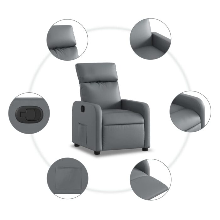 Fauteuil inclinable Gris Similicuir – Image 3