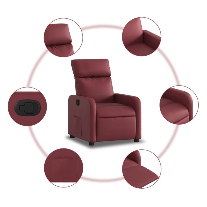 Fauteuil inclinable Rouge bordeaux Similicuir – Image 3