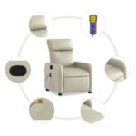 Fauteuil inclinable de massage Crème Similicuir – Image 4