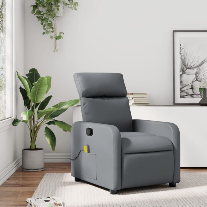 Fauteuil de massage inclinable Gris Similicuir – Image 1