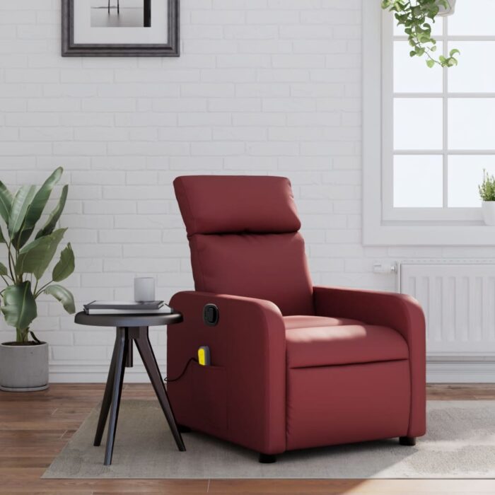 Fauteuil de massage inclinable Rouge bordeaux Similicuir – Image 1
