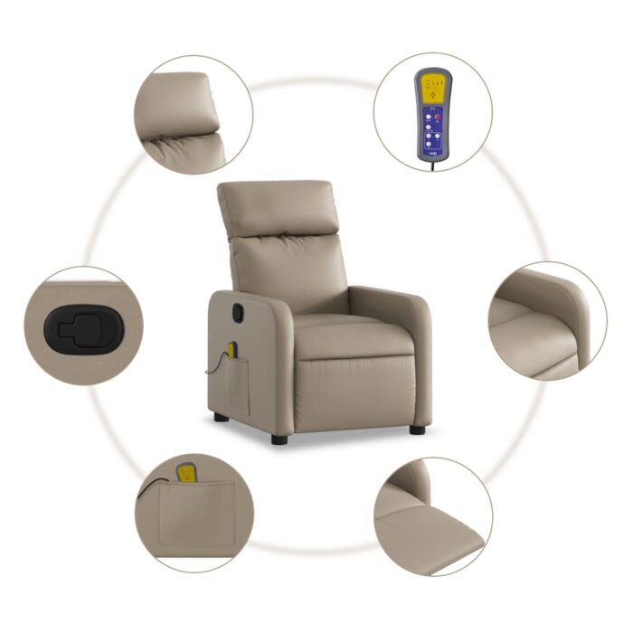 Fauteuil de massage inclinable Cappuccino Similicuir – Image 4