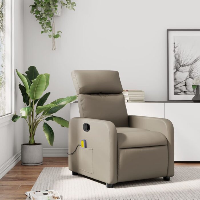 Fauteuil de massage inclinable Cappuccino Similicuir – Image 1