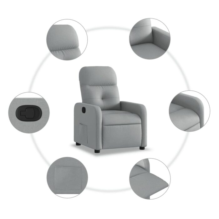 Fauteuil inclinable Gris clair Tissu – Image 3